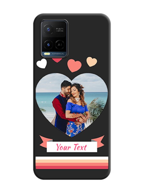 Custom Love Shaped Photo with Colorful Stripes on Personalised Space Black Soft Matte Cases - Vivo Y21
