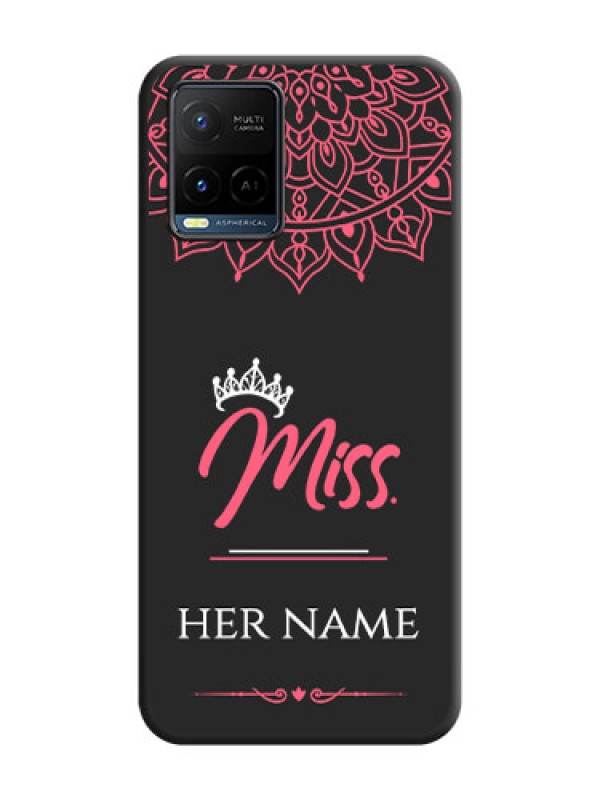 Custom Mrs Name with Floral Design on Space Black Personalized Soft Matte Phone Covers - Vivo Y21