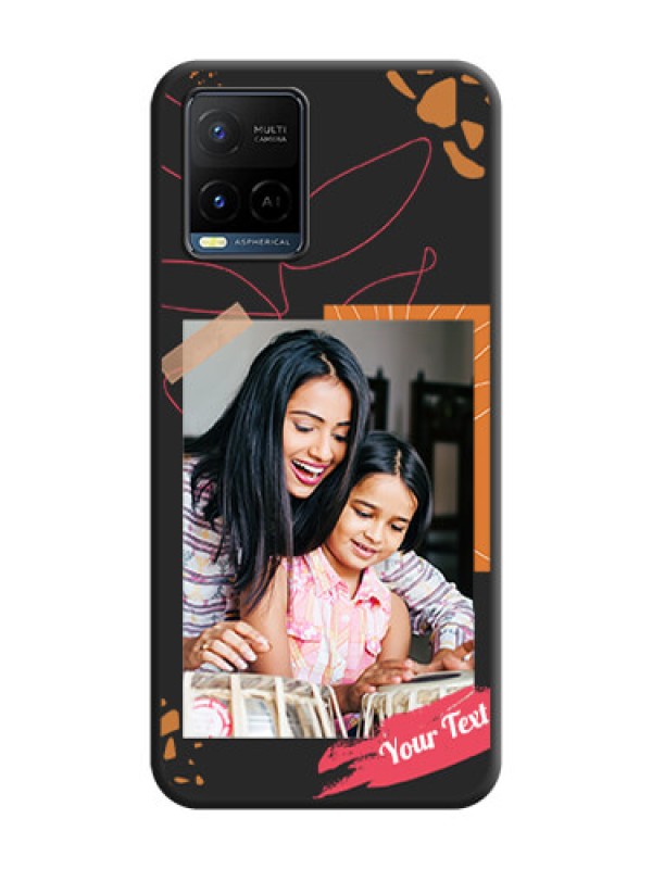 Custom Orange Photo Frame on Space Black Custom Soft Matte Phone Back Cover - Vivo Y21