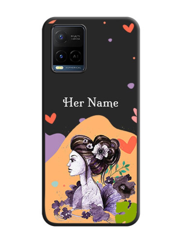 Custom Namecase For Her With Fancy Lady Image On Space Black Personalized Soft Matte Phone Covers -Vivo Y21