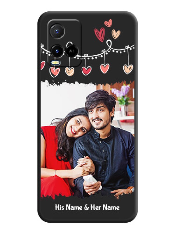 Custom Pink Love Hangings with Name on Space Black Custom Soft Matte Phone Cases - Vivo Y21A