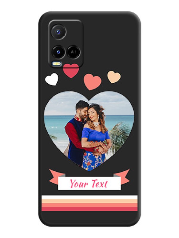 Custom Love Shaped Photo with Colorful Stripes on Personalised Space Black Soft Matte Cases - Vivo Y21A