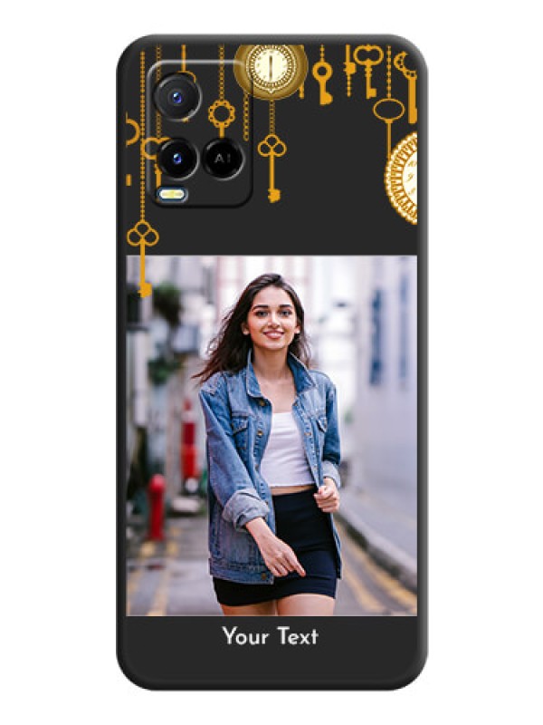 Custom Decorative Design with Text on Space Black Custom Soft Matte Back Cover - Vivo Y21A