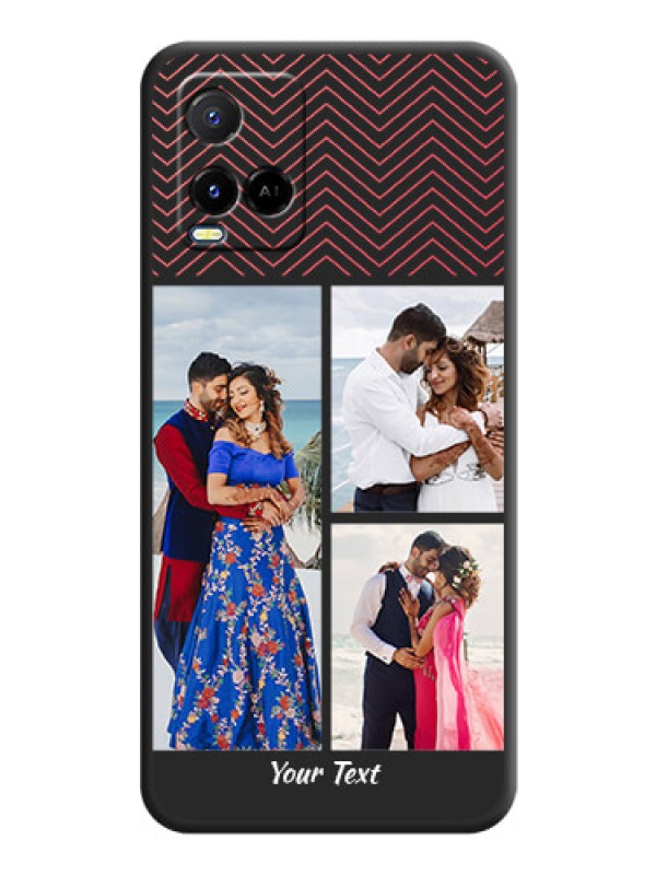 Custom Wave Pattern with 3 Image Holder on Space Black Custom Soft Matte Back Cover - Vivo Y21A