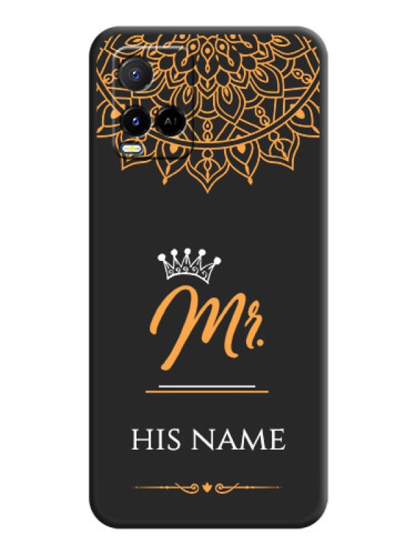 Custom Mr Name with Floral Design  on Personalised Space Black Soft Matte Cases - Vivo Y21A