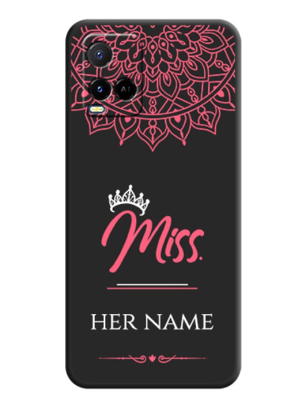 Custom Mrs Name with Floral Design on Space Black Personalized Soft Matte Phone Covers - Vivo Y21A