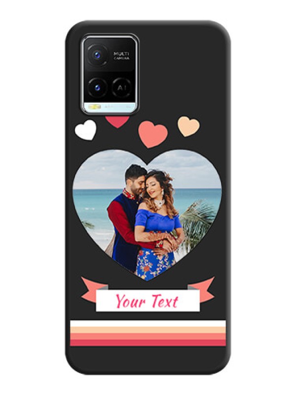 Custom Love Shaped Photo with Colorful Stripes on Personalised Space Black Soft Matte Cases - Vivo Y21e
