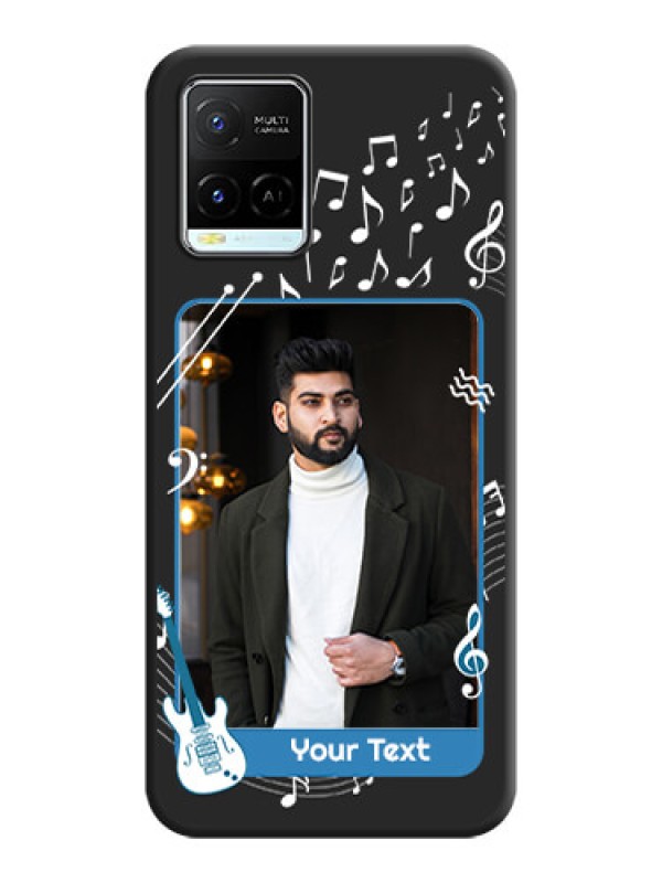 Custom Musical Theme Design with Text on Photo on Space Black Soft Matte Mobile Case - Vivo Y21e