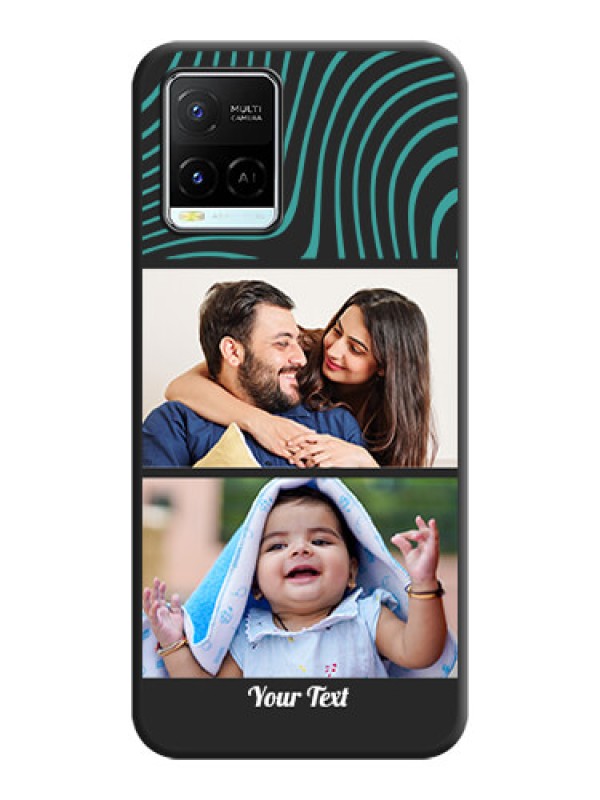 Custom Wave Pattern with 2 Image Holder on Space Black Personalized Soft Matte Phone Covers - Vivo Y21e