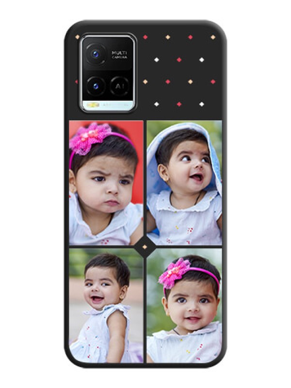 Custom Multicolor Dotted Pattern with 4 Image Holder on Space Black Custom Soft Matte Phone Cases - Vivo Y21e