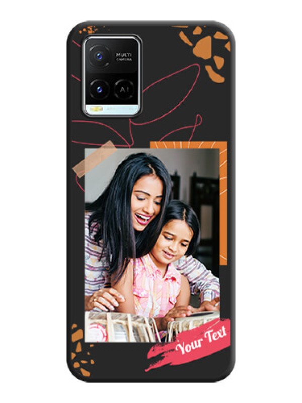 Custom Orange Photo Frame on Space Black Custom Soft Matte Phone Back Cover - Vivo Y21e