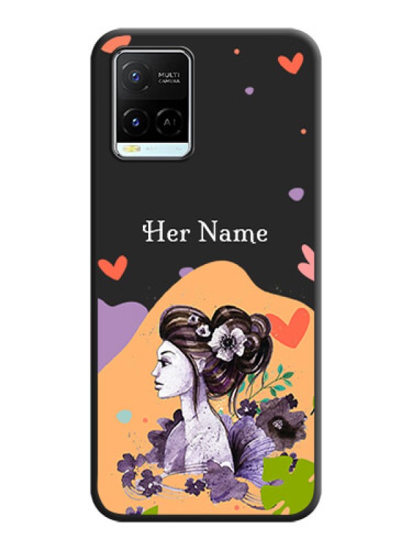 Custom Namecase For Her With Fancy Lady Image On Space Black Personalized Soft Matte Phone Covers -Vivo Y21E