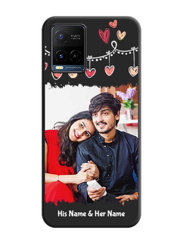 Custom Pink Love Hangings with Name on Space Black Custom Soft Matte Phone Cases - Vivo Y21G