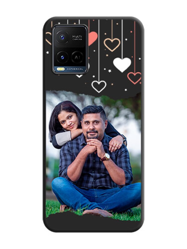 Custom Love Hangings with Splash Wave Picture on Space Black Custom Soft Matte Phone Back Cover - Vivo Y21G