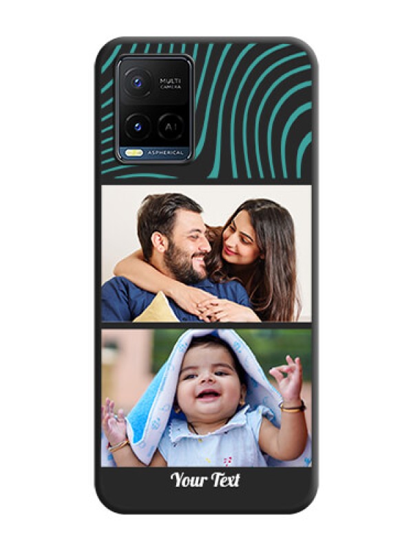 Custom Wave Pattern with 2 Image Holder on Space Black Personalized Soft Matte Phone Covers - Vivo Y21G