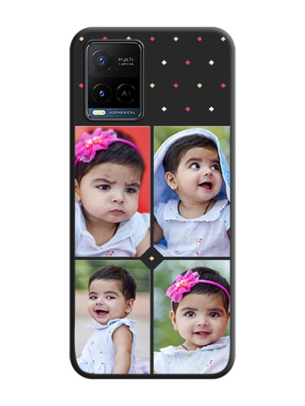 Custom Multicolor Dotted Pattern with 4 Image Holder on Space Black Custom Soft Matte Phone Cases - Vivo Y21G