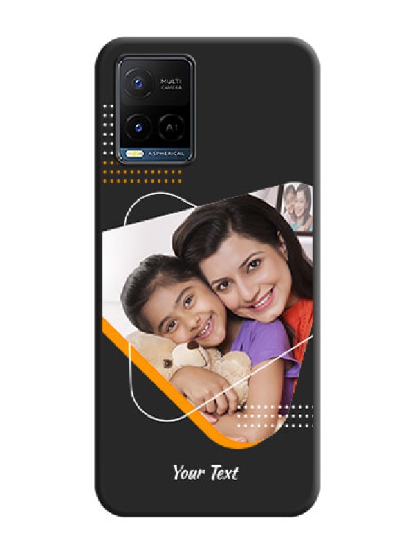 Custom Yellow Triangle on Photo on Space Black Soft Matte Phone Cover - Vivo Y21G