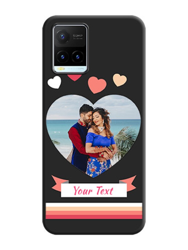 Custom Love Shaped Photo with Colorful Stripes on Personalised Space Black Soft Matte Cases - Vivo Y21T