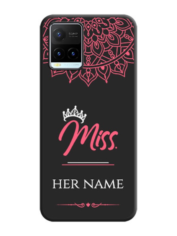 Custom Mrs Name with Floral Design on Space Black Personalized Soft Matte Phone Covers - Vivo Y21T