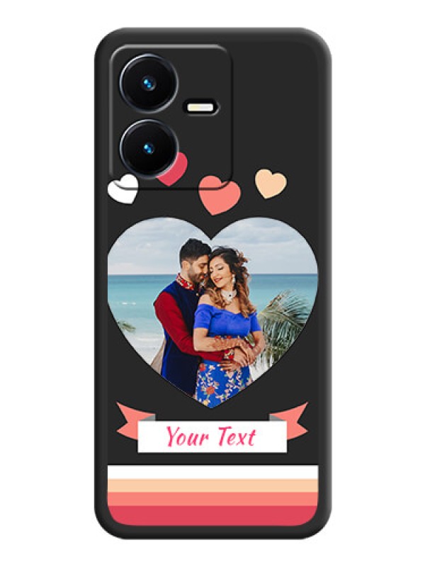 Custom Love Shaped Photo with Colorful Stripes on Personalised Space Black Soft Matte Cases - Vivo Y22