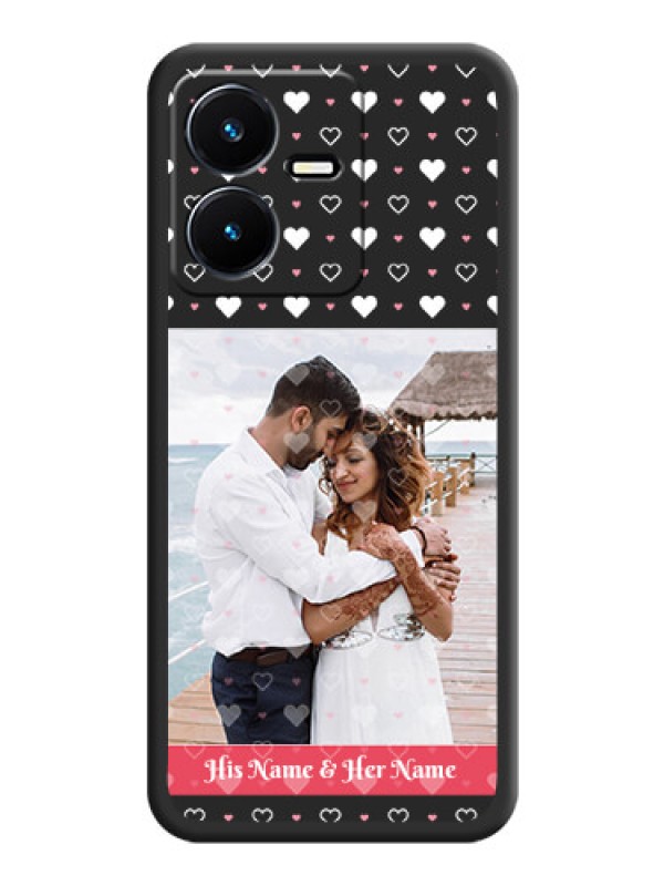Custom White Color Love Symbols with Text Design on Photo on Space Black Soft Matte Phone Cover - Vivo Y22