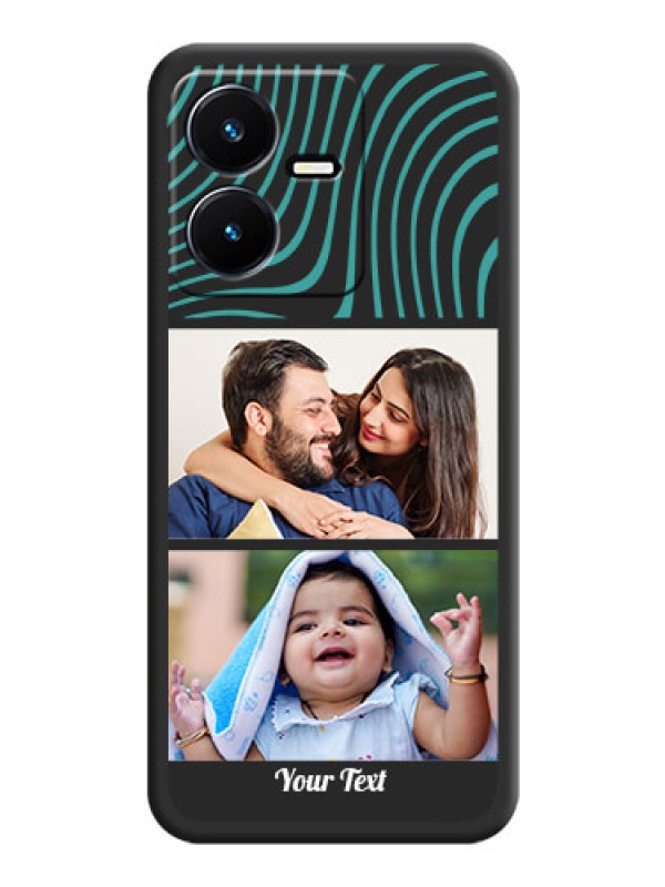 Custom Wave Pattern with 2 Image Holder on Space Black Personalized Soft Matte Phone Covers - Vivo Y22
