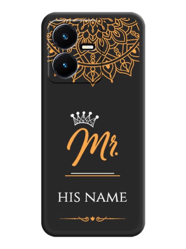 Custom Mr Name with Floral Design  on Personalised Space Black Soft Matte Cases - Vivo Y22