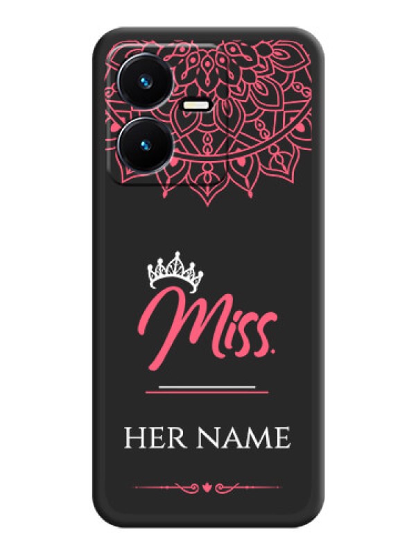 Custom Mrs Name with Floral Design on Space Black Personalized Soft Matte Phone Covers - Vivo Y22