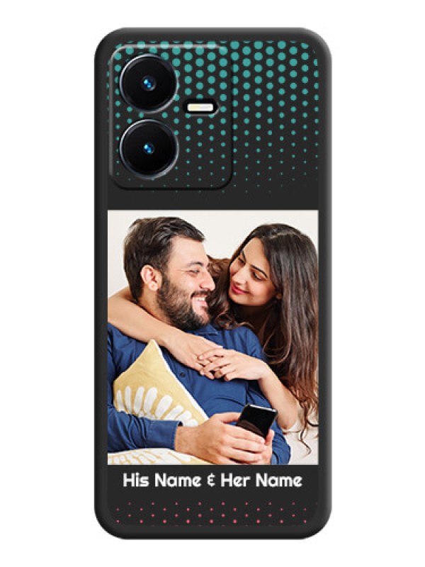 Custom Faded Dots with Grunge Photo Frame and Text on Space Black Custom Soft Matte Phone Cases - Vivo Y22