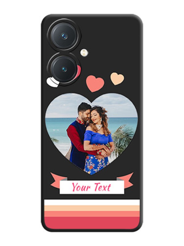 Custom Love Shaped Photo with Colorful Stripes on Personalised Space Black Soft Matte Cases - Vivo Y27
