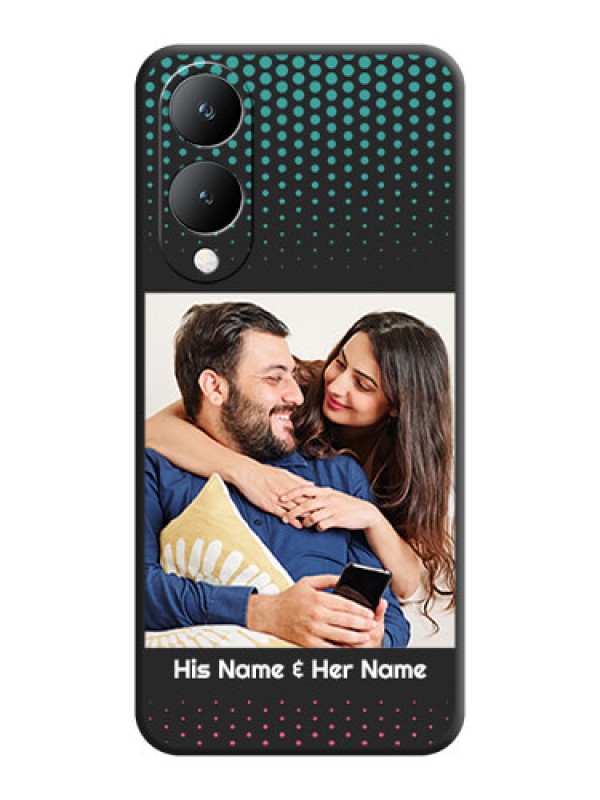 Custom Faded Dots with Grunge Photo Frame and Text on Space Black Custom Soft Matte Phone Cases -Vivo Y28 5G