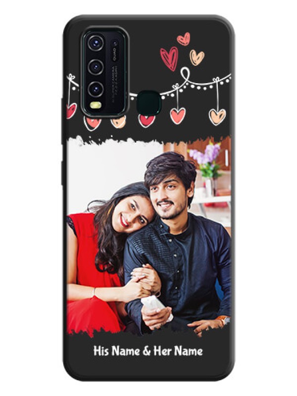 Custom Pink Love Hangings with Name on Space Black Custom Soft Matte Phone Cases - Vivo Y30