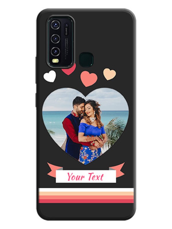 Custom Love Shaped Photo with Colorful Stripes on Personalised Space Black Soft Matte Cases - Vivo Y30