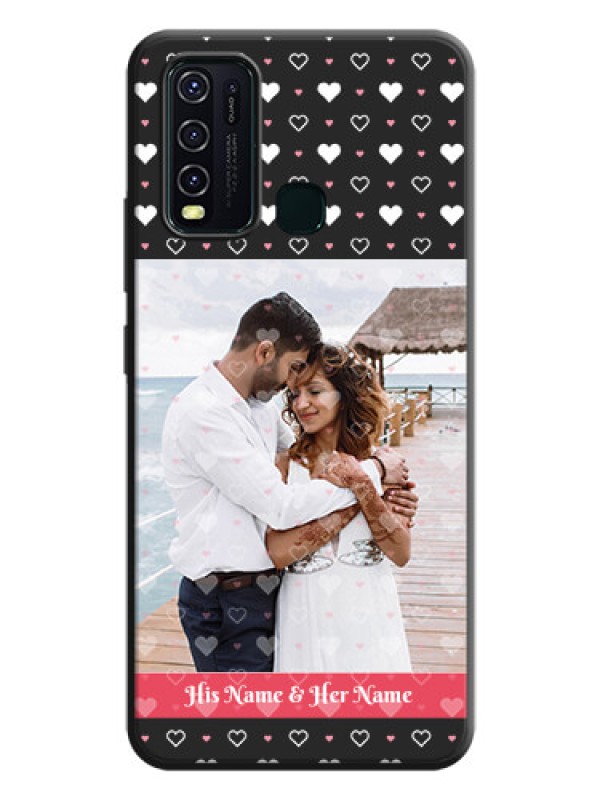 Custom White Color Love Symbols with Text Design - Photo on Space Black Soft Matte Phone Cover - Vivo Y30