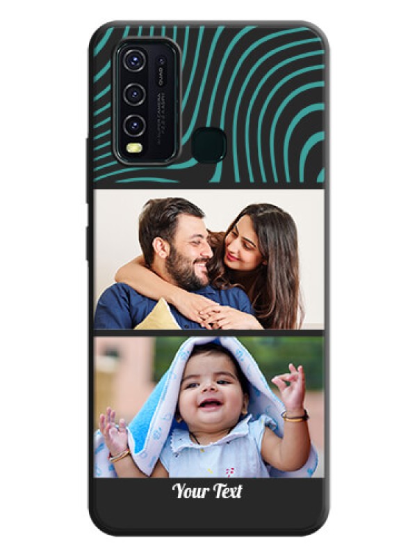 Custom Wave Pattern with 2 Image Holder on Space Black Personalized Soft Matte Phone Covers - Vivo Y30