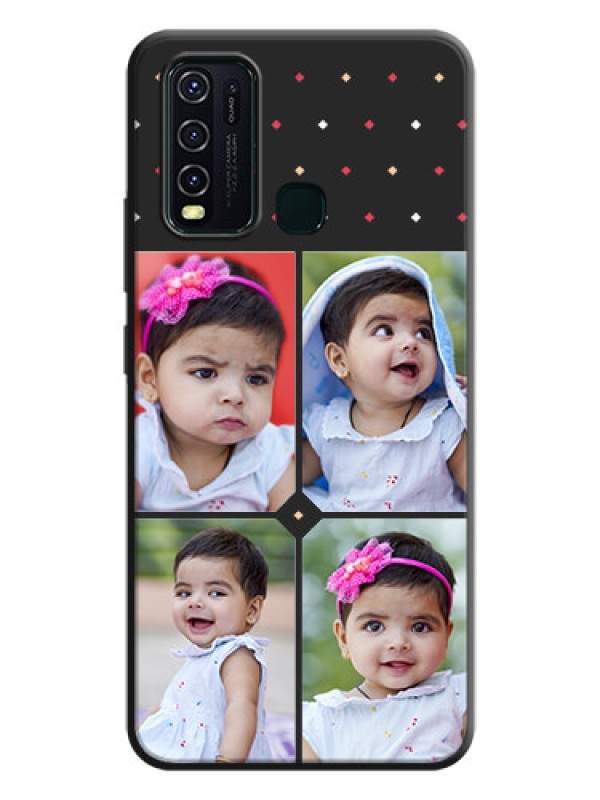 Custom Multicolor Dotted Pattern with 4 Image Holder on Space Black Custom Soft Matte Phone Cases - Vivo Y30