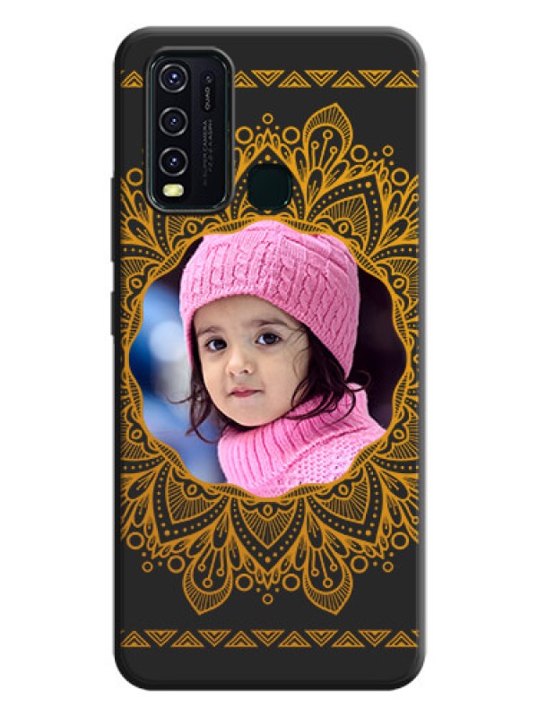Custom Round Image with Floral Design - Photo on Space Black Soft Matte Mobile Cover - Vivo Y30