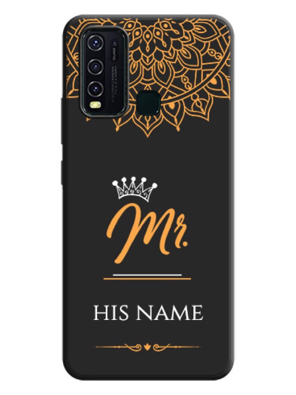 Custom Mr Name with Floral Design  on Personalised Space Black Soft Matte Cases - Vivo Y30