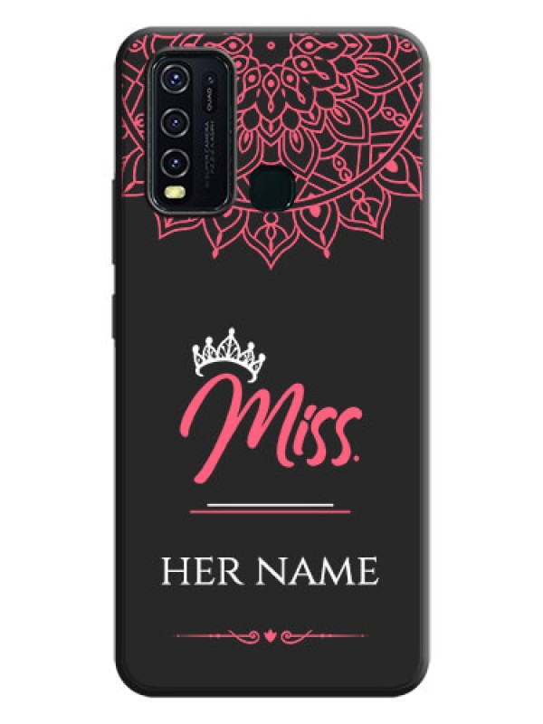 Custom Mrs Name with Floral Design on Space Black Personalized Soft Matte Phone Covers - Vivo Y30