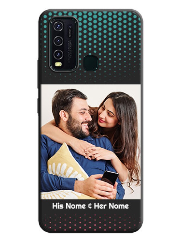 Custom Faded Dots with Grunge Photo Frame and Text on Space Black Custom Soft Matte Phone Cases - Vivo Y30