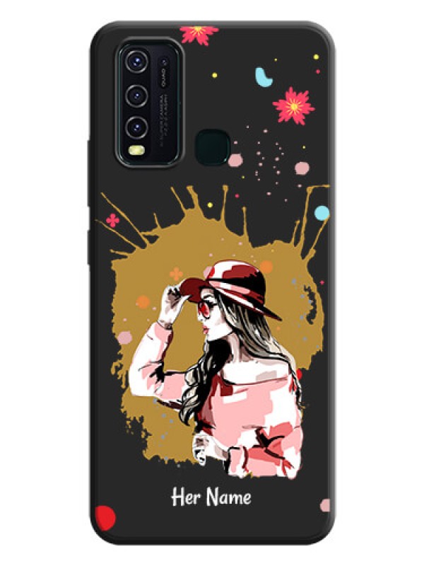 Custom Mordern Lady With Color Splash Background With Custom Text On Space Black Personalized Soft Matte Phone Covers -Vivo Y30