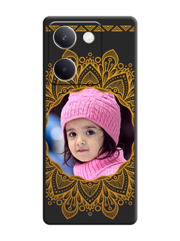 Custom Round Image with Floral Design On Space Black Custom Soft Matte Mobile Back Cover - Vivo Y300 Plus 5G