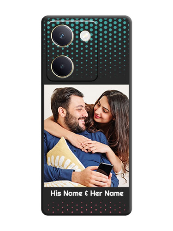 Custom Faded Dots with Grunge Photo Frame and Text On Space Black Custom Soft Matte Mobile Back Cover - Vivo Y300 Plus 5G