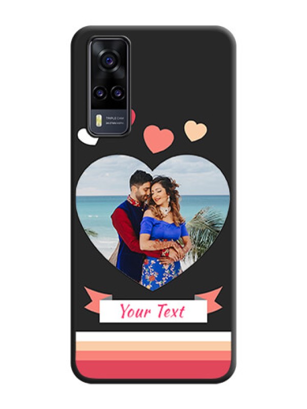 Custom Love Shaped Photo with Colorful Stripes on Personalised Space Black Soft Matte Cases - Vivo Y31