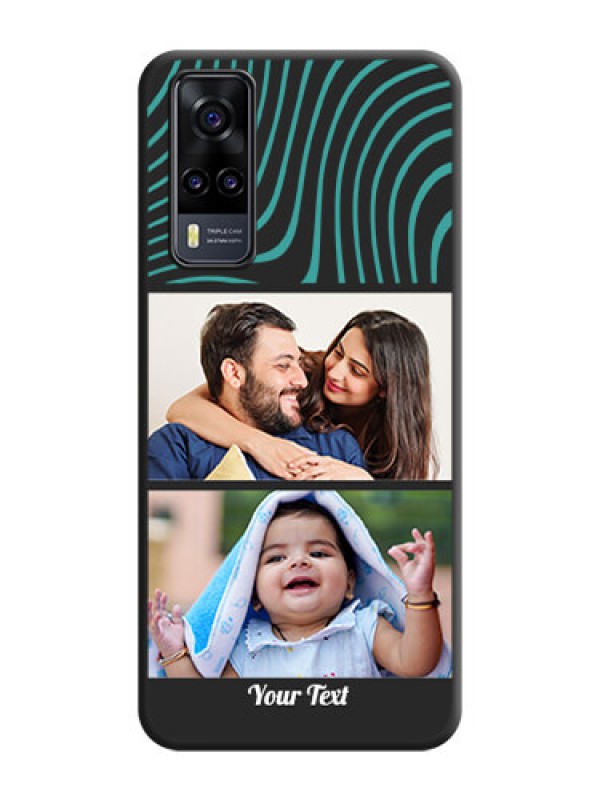 Custom Wave Pattern with 2 Image Holder on Space Black Personalized Soft Matte Phone Covers - Vivo Y31