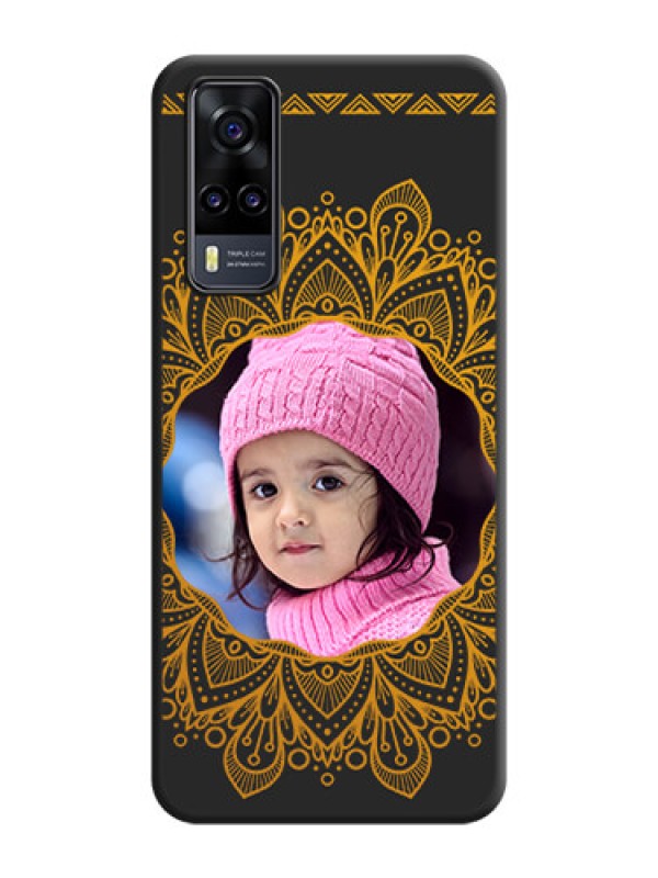 Custom Round Image with Floral Design on Photo on Space Black Soft Matte Mobile Cover - Vivo Y31