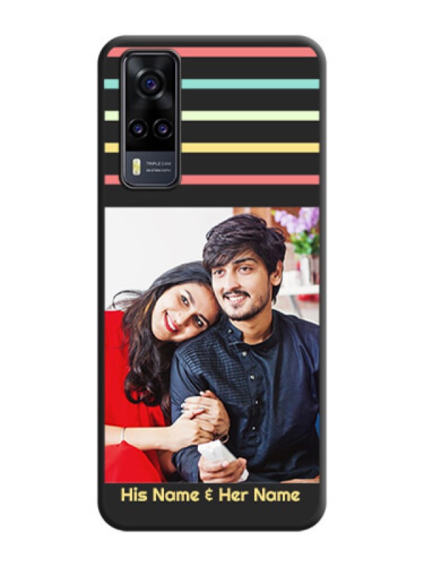 Custom Color Stripes with Photo and Text on Photo on Space Black Soft Matte Mobile Case - Vivo Y31