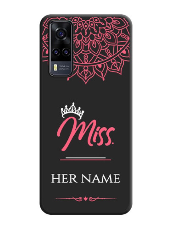 Custom Mrs Name with Floral Design on Space Black Personalized Soft Matte Phone Covers - Vivo Y31
