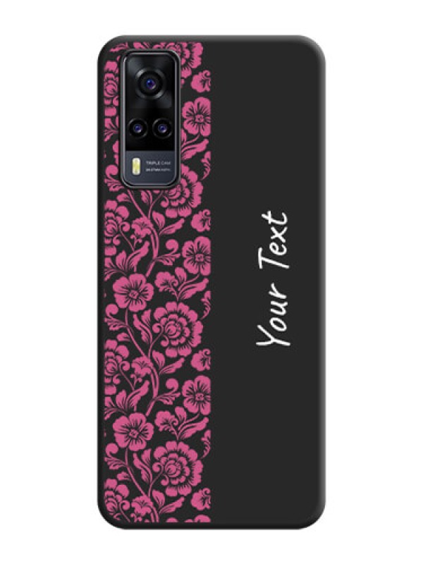 Custom Pink Floral Pattern Design With Custom Text On Space Black Personalized Soft Matte Phone Covers -Vivo Y31