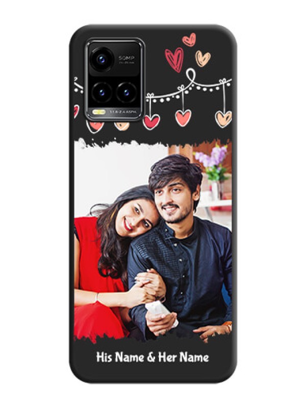Custom Pink Love Hangings with Name on Space Black Custom Soft Matte Phone Cases - Vivo Y33s